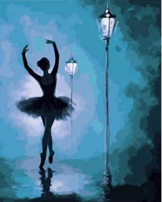 Набір для розпису по номерах VA-1427 &quot;Балерина під ліхтарями&quot;, розміром 40х50 см Фото