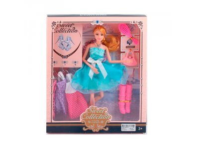 Кукла с нарядом DX517-1 (30шт) 29см, шарнирная, платья,сумочка, расческа, обувь,в кор-ке,28,5-33-5см