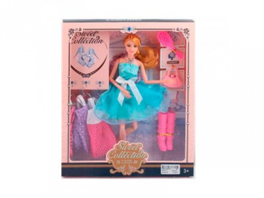 Кукла с нарядом DX517-1 (30шт) 29см, шарнирная, платья,сумочка, расческа, обувь,в кор-ке,28,5-33-5см Фото
