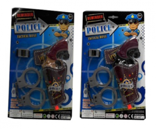 Полицеский набор 667-5/667-8 2 вида, свисток,наручники,пистолет,на планшетке Фото