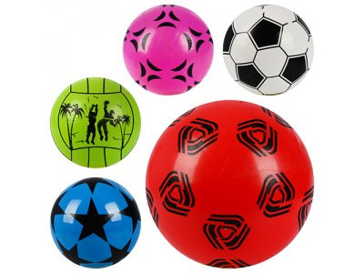 Мяч детский MS 0378 (240шт) 9 дюймов, рисунок, 5 видов (микс цветов), ПВХ, 75г, в кульке,