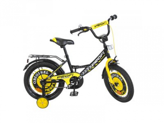 Велосипед детский PROF1 14д. Y1443 (1шт) Original boy,черный,звонок,доп.колеса Фото
