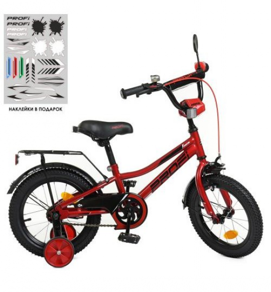 Велосипед детский PROF1 12д. Y12221 (1шт) Prime, красный,звонок,доп.колеса Фото
