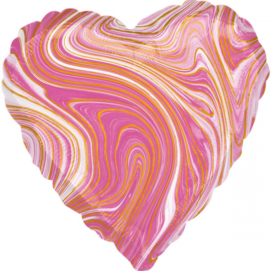 Фольгированные шары с рисунком 3202-2728 а 18&quot; сердце агат розовый pink marble s18 Фото