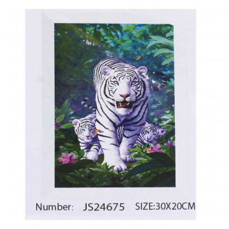 Алмазная мозаика - Белые тигрята  20х30см /50/