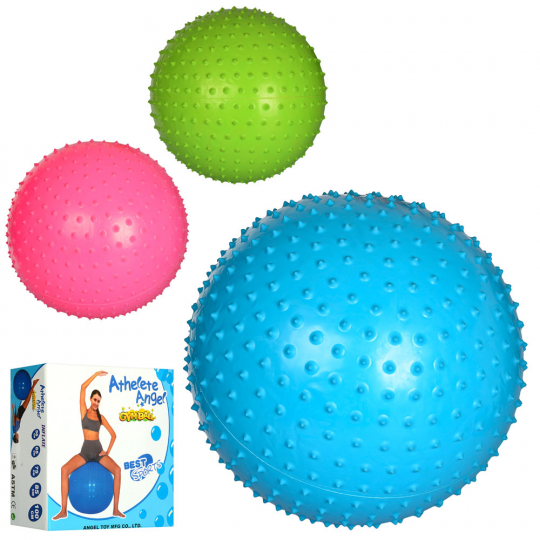 Мяч для фитнеса MS 1968  (30шт) Фитбол, 60см, массажный, резина, 850г, 3цвета, в кульке, 21-17-9см Фото