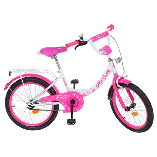Велосипед детский PROF1 20д. Y2014 (1шт) Princess,бело-малинов.,звонок,подножка Фото