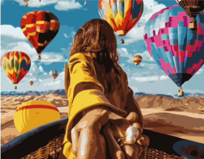 Картина по номерам &quot;Девушка с воздушными шарами&quot;, в термопакете 40*50см