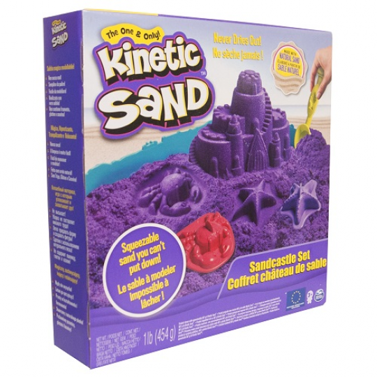 Набор песка для детского творчества - KINETIC SAND ЗАМОК ИЗ ПЕСКА (фиолетовый, 454 г, формочки, лото Фото