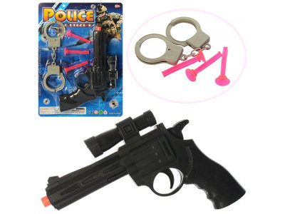 Набор полицейского 662-1 (192шт) пистолет, присоски 3шт, наручники, на листе, 22,5-31-4см