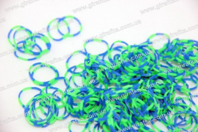 Полосатые резинки для плетения 200 штук сине-зеленые