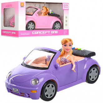 Кукла в кабриолете WY580A-8 22,5 см, машинка  27 см(звук,свет), на батарейке(таб),2 вида, в коробке, 33-18-16,5 см