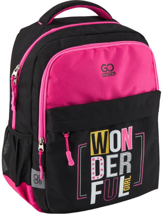 Рюкзак школьный GoPack 0.5 кг 38х28х18 см 20 л Черный с розовым (GO19-115M) Фото