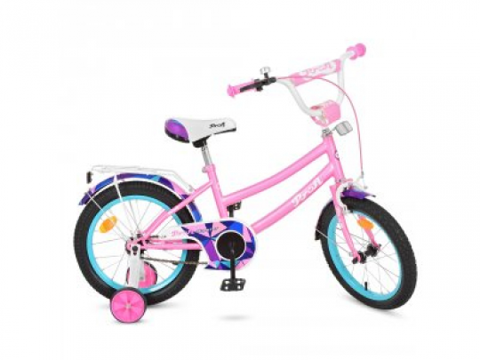 Велосипед детский PROF1 16д. Y16162 (1шт) Geometry, розовый(мат),звонок,доп.колеса Фото