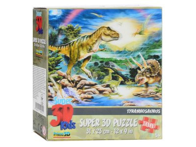 Пазлы 3D 13543 (32шт) динозавры, 31-23см, 100дет, в кор-ке, 15-15-5см