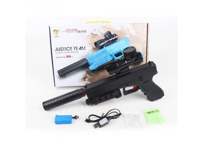 Пистолет G910A (18шт) аккум, 39см,  водяные пули, USBзарядное, в кор-ке, 34,5-21-5см