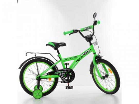 Велосипед детский PROF1 18д. T1836 (1шт) Racer,зеленый,звонок,доп.колеса Фото