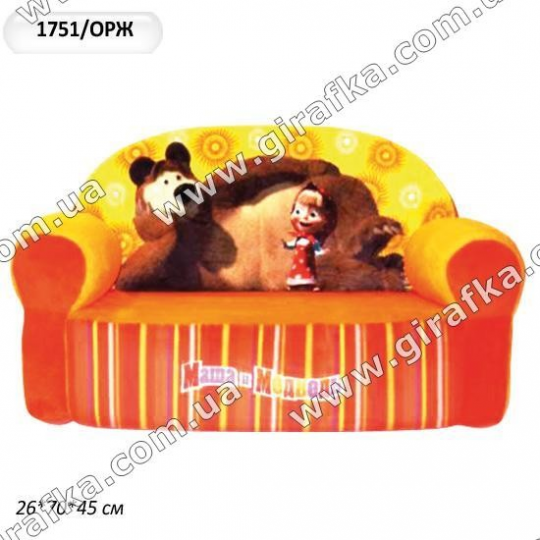 Игровая мебель-диван Маша и медведь1751/ОРЖ мебельн.поролон, обтянут искус.мехом Фото