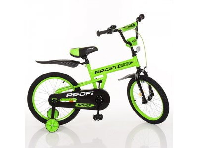 Велосипед детский PROF1 18д. L18113 (1шт) Driver,салатовый,доп.колеса