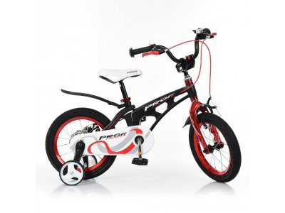 Велосипед детский PROF1 14д.LMG14201 (1шт) Infinity,магнез.рама,черно-красн(мат),звонок,доп.кол