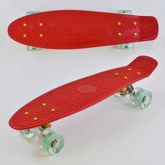 Скейт Пенни борд 8080 (8) Best Board, КРАСНЫЙ, СВЕТ, доска=55см, колёса PU  d=6см Фото