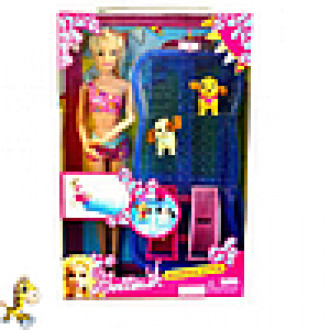 Кукла типа Барби бассейн с горками, 2 питомца, в кор. 26632см
