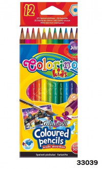 Карандаши цветные, акварельные, шестигранные + кисточка, 12 цветов, ТМ Colorino