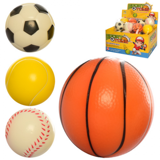 Мяч детский фомовый E3005 (576шт) 7см, 24шт(4 вида) в дисплее, 29,5-22,5-15см Фото