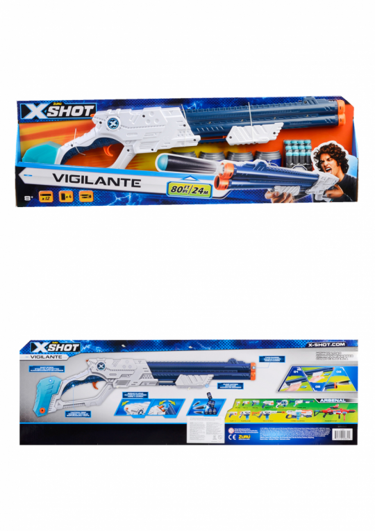 X-Shot Скорострельный бластер EXCEL Vigilante (6 банок, 10 патронов) 70*35,5*25см Фото