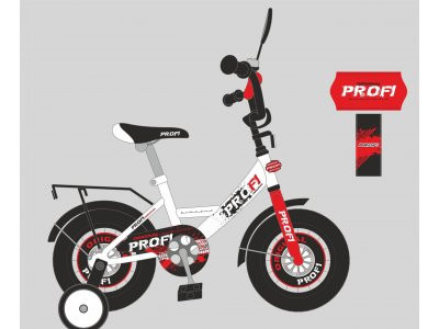 Велосипед детский PROF1 16д. XD1645 (1шт) Original boy,бело-красный,свет,звонок,зерк.,доп.колеса
