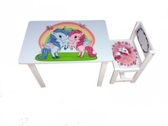 Детский стол и стул BSM2K-04 unicorns - единороги Фото