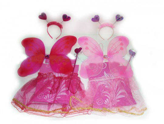 Набор бабочки: палочка, юбка, крылья с камнем 33х41см., обруч (цвет микс) в п/э /80/ Фото