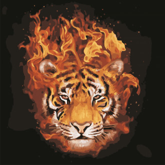Картина по номерам &quot;Тигр в огне&quot;,  в термопакете  40*40см, ТМ ArtStory