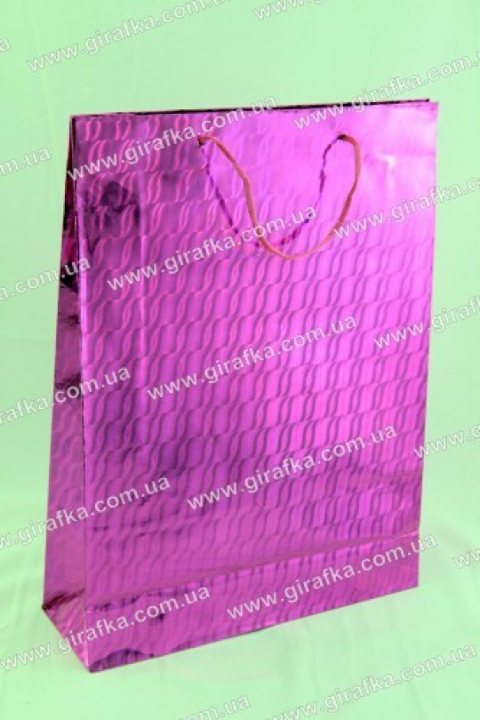 Пакет подарочный голографический розовый 38*38*12 см Фото