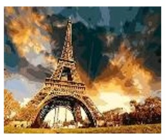 Картина по номерам &quot;Эйфелева башня на закате&quot; 40*50см,крас.-акрил,кисть-3шт.(1*30) Фото