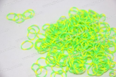Полосатые резинки для плетения 200 штук желто-зеленые купить