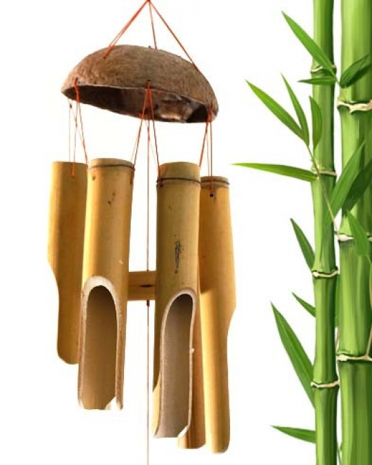 Колокольчик музыка ветра бамбуковый с кококсом 6 трубочек Фото