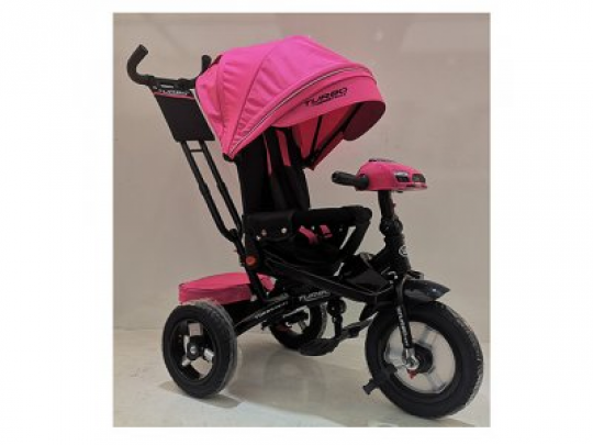 Велосипед M 4060HA-6 (1шт)три кол.резина (12/10),колясочн,поворот,USB/BT,свет,торм,пульт,розовый Фото