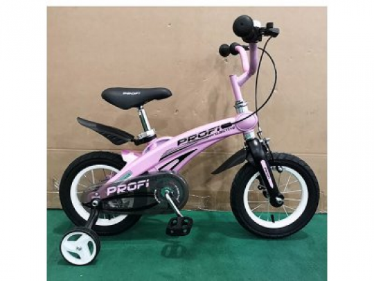Велосипед детский PROF1 12д. LMG12122 (1шт) Projective,магниевая рама,розовый, доп.колеса Фото