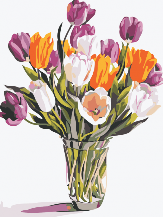 Роспись по номерам &quot;Разноцветные тюльпаны&quot; в термопакете 40*40см, ТМ ArtStory Фото