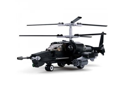 Конструктор SLUBAN M38-B0752 (16шт) военный вертолет, фигурка, 330дет, в кор-ке, 38-29-6,5см