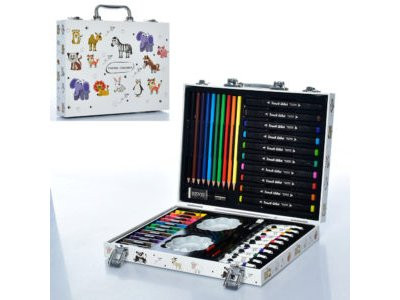 Набор для творчества MK 4760-1 (20шт) каранд,акв.краски,скетч маркеры,мелки, в чемодане,35-25-5см