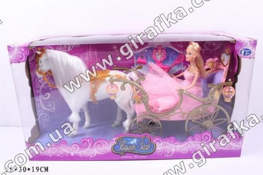 Карета 207A (6шт) с лошадью, с куклой, аксессуар., в кор. 56*30*19см Фото