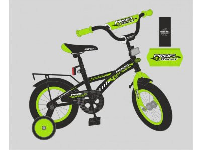 Велосипед детский PROF1 18д. T1837 (1шт) Racer,черно-салатовый,звонок,доп.колеса