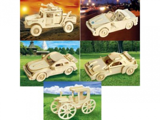 Деревянная игрушка Пазлы 3D MD 0472 (60шт)  4 вида (машины), 23-18,5см Фото