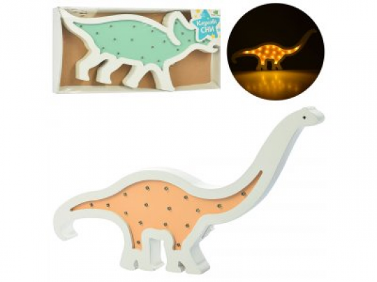 Деревянная игрушка Ночник MD 2079 (24шт) динозавр, 2в(37см и 39см), свет, на бат,в кор, 38-19-3,5см Фото