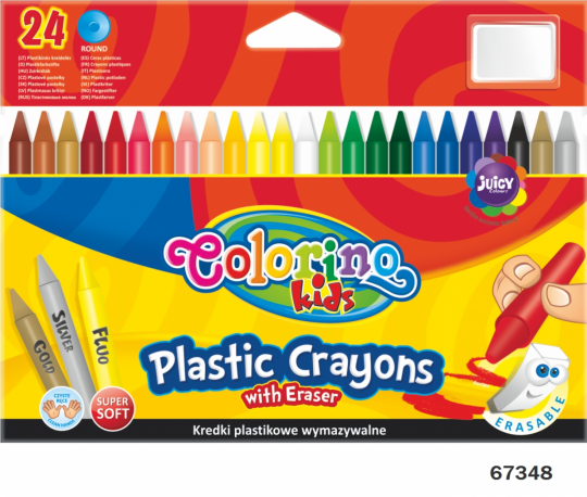 Карандаши цветные, стираемые, пластиковые, 24 цвета, ТМ Colorino Фото