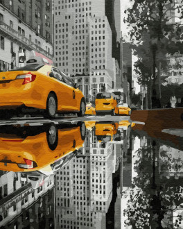 Картина по номерам Такси большого города, в термопакете 40*50см