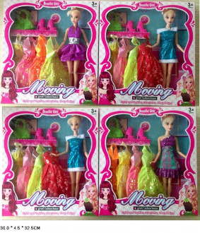 Кукла типа &quot;Барби &quot; YX030-04-05 (60шт/3) 3 вида, на шарнирах, с аксесс., обувью и набором платьев, в