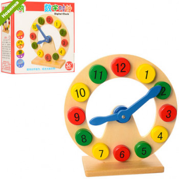 Деревянная игрушка часы 20 см